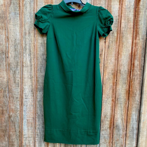 COPY - DSQUARED2 wool mock neck dark green midi dress